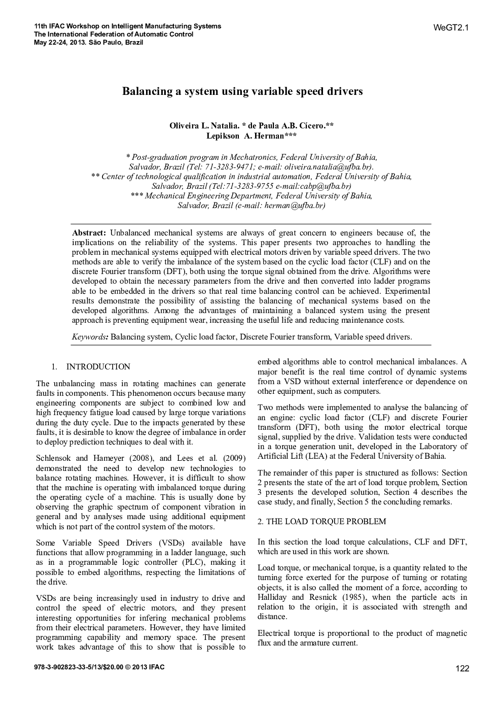 عکس صفحه اول مقاله: Balancing a system using variable speed drivers Balancing a system using variable speed drivers
