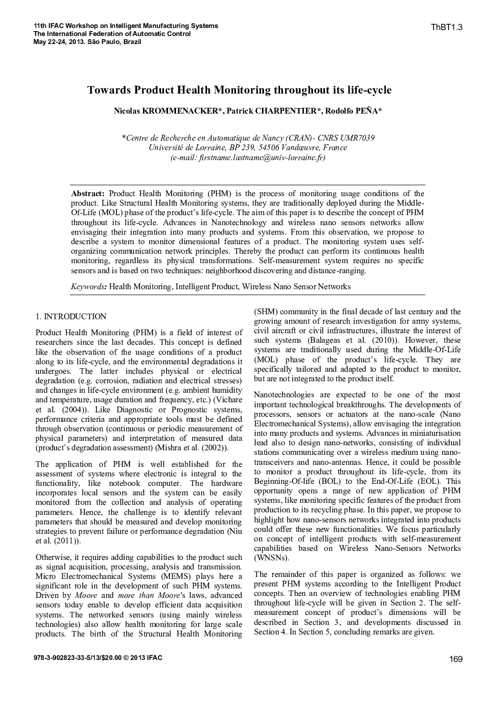 Towards Product Health Monitoring throughout its life-cycle