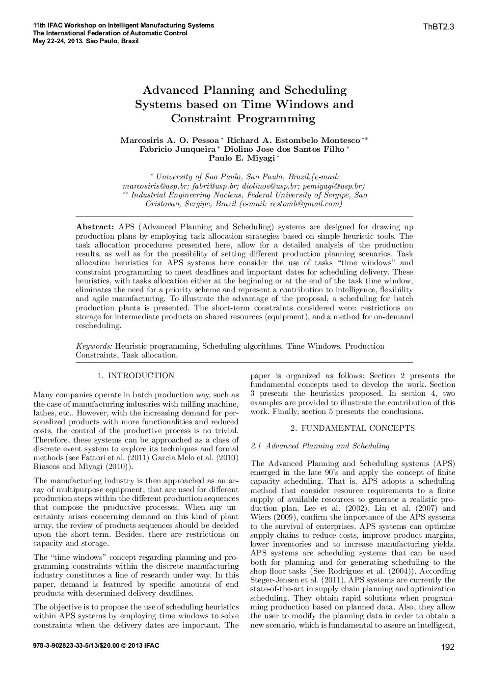 Advanced Planning and Scheduling Systems based on Time Windows and Constraint Programming