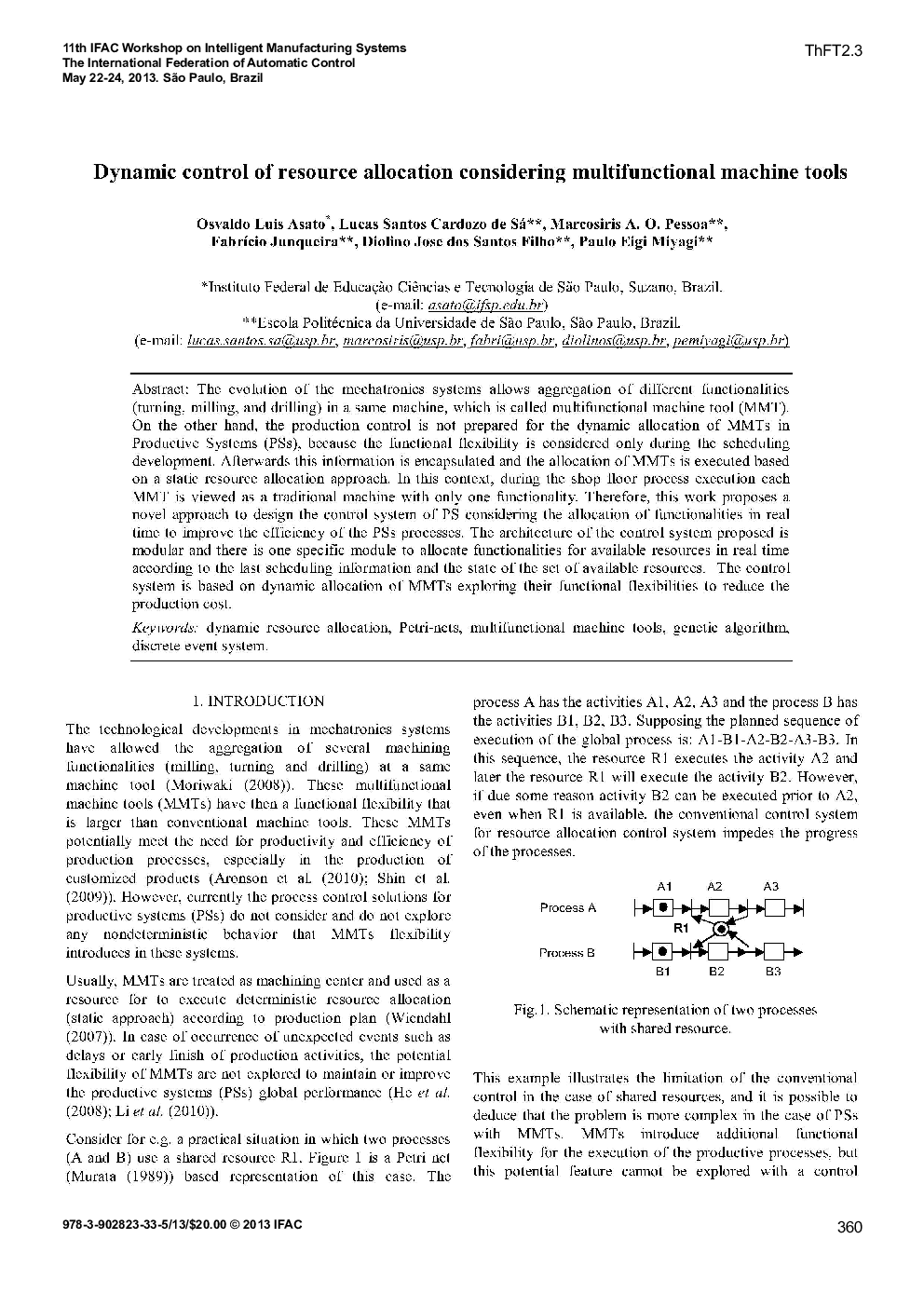 Dynamic control of resource allocation considering multifunctional machine tools