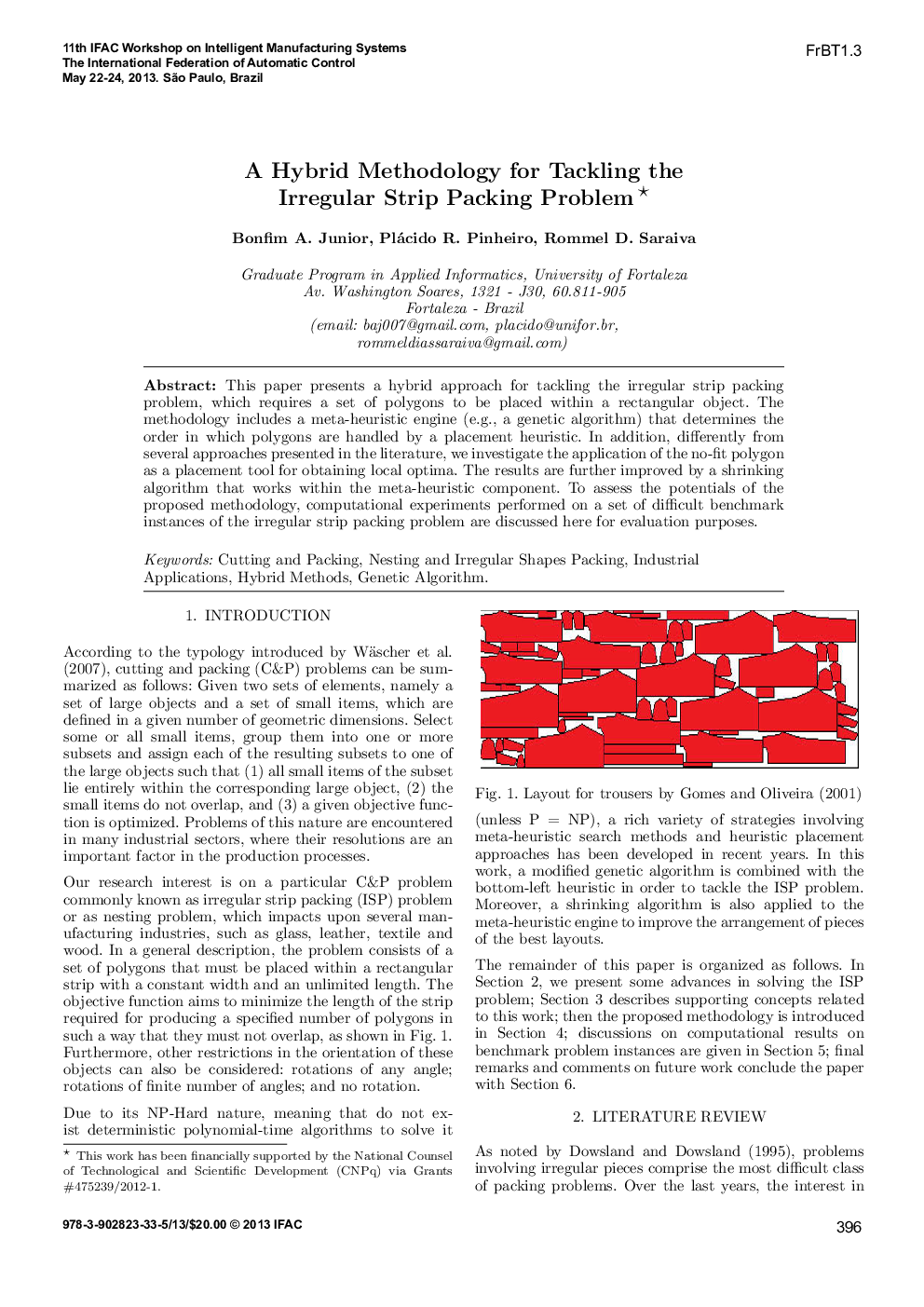 A Hybrid Methodology for Tackling the Irregular Strip Packing Problem*