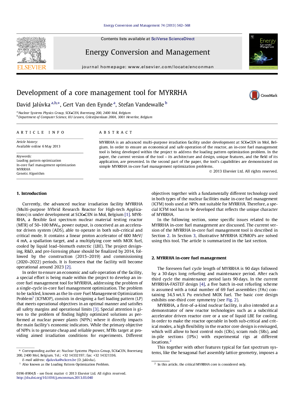 Development of a core management tool for MYRRHA