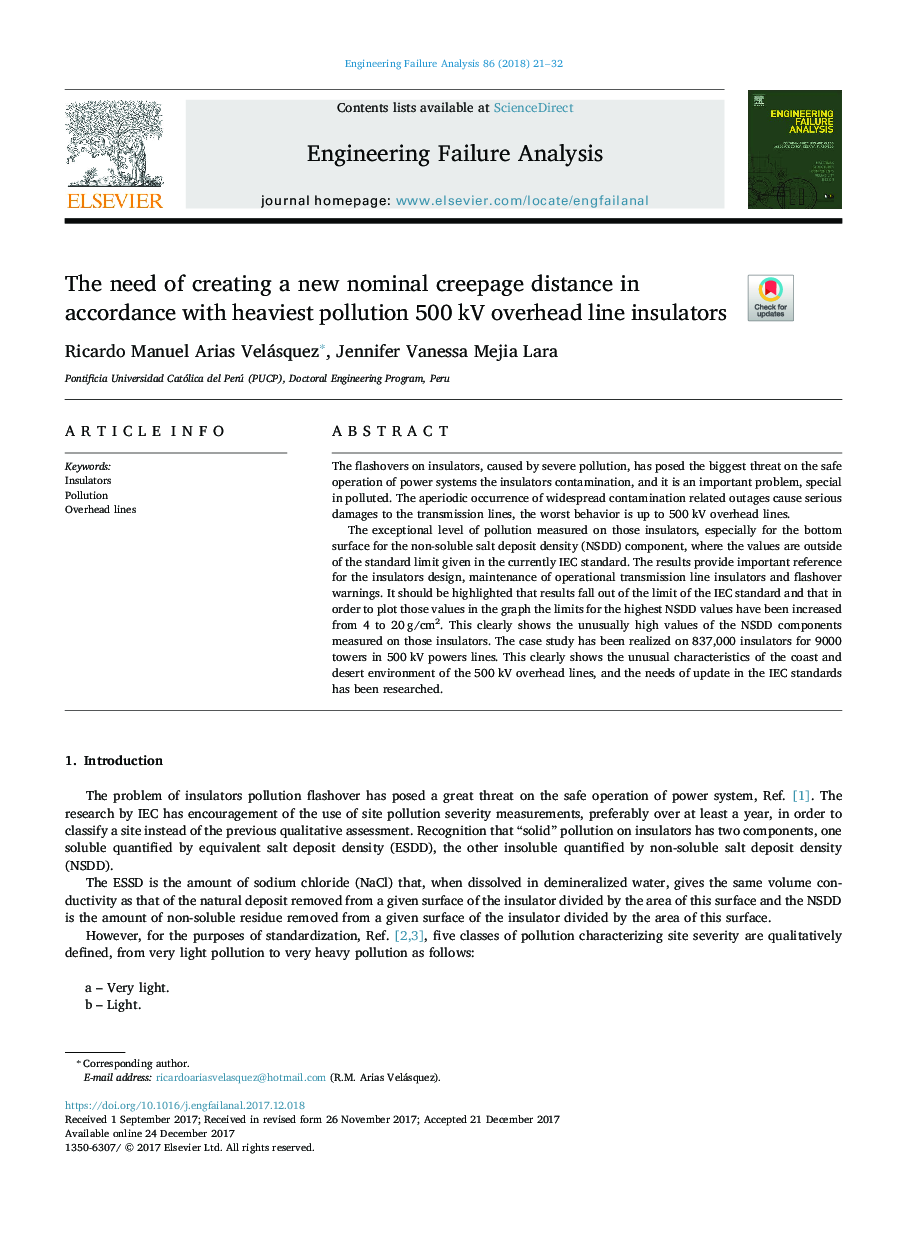 The need of creating a new nominal creepage distance in accordance with heaviest pollution 500Â kV overhead line insulators