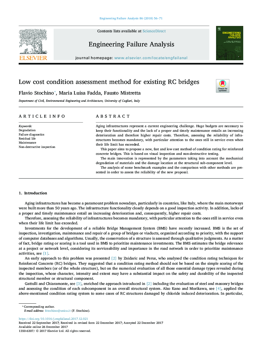 Low cost condition assessment method for existing RC bridges