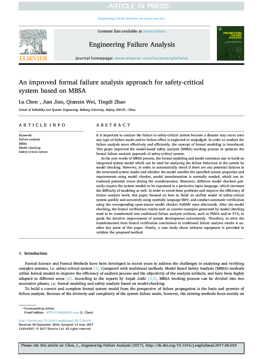 An improved formal failure analysis approach for safety-critical system based on MBSA