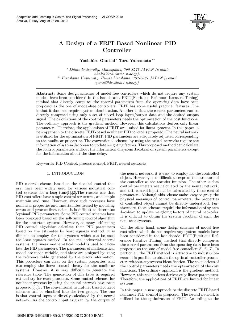 A Design of a FRIT Based Nonlinear PID Controller