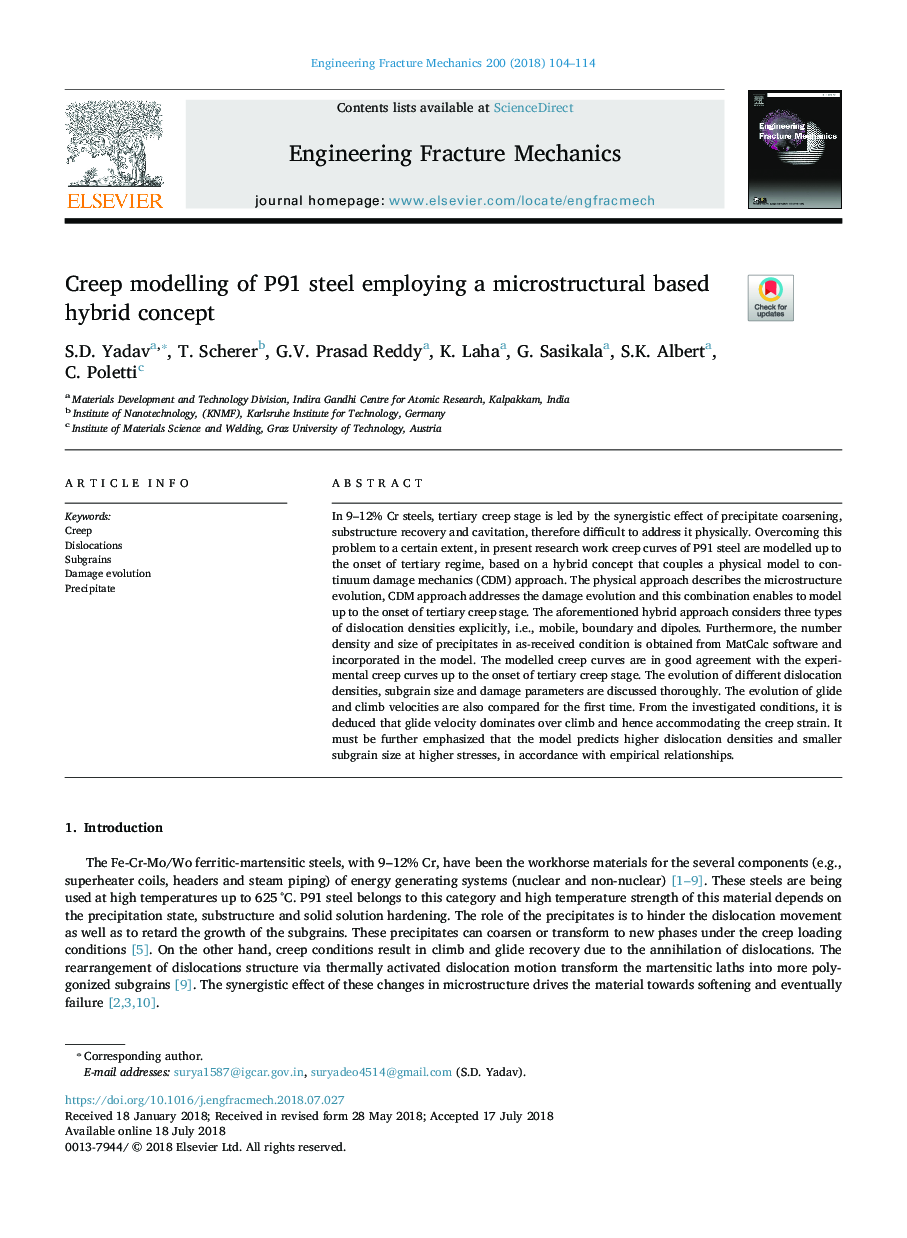 Creep modelling of P91 steel employing a microstructural based hybrid concept