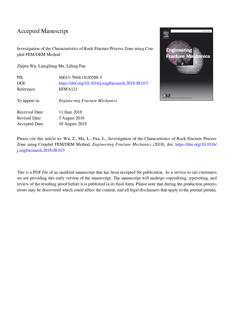 Investigation of the characteristics of rock fracture process zone using coupled FEM/DEM method