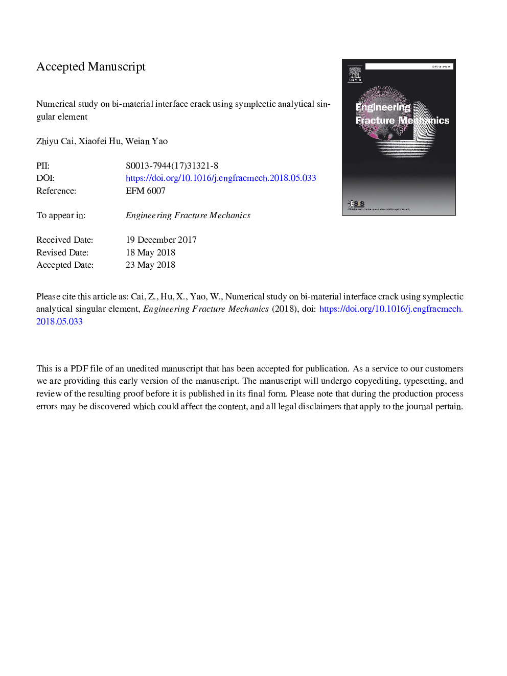 Numerical study on bi-material interface crack using symplectic analytical singular element