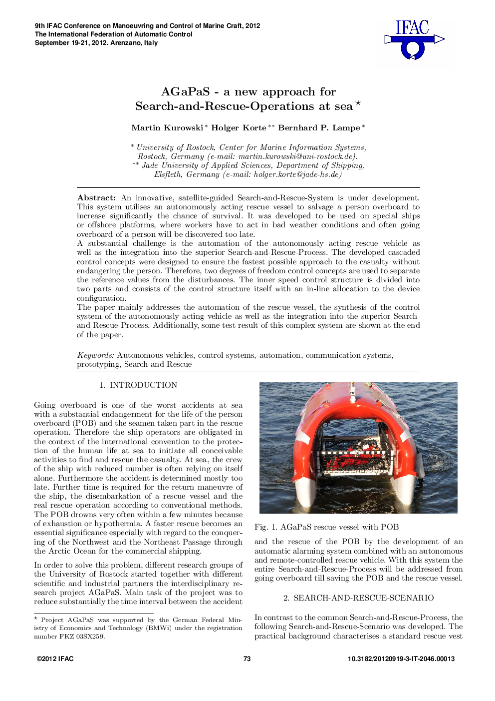 AGaPaS - a new approach for Search-and-Rescue-Operations at sea 