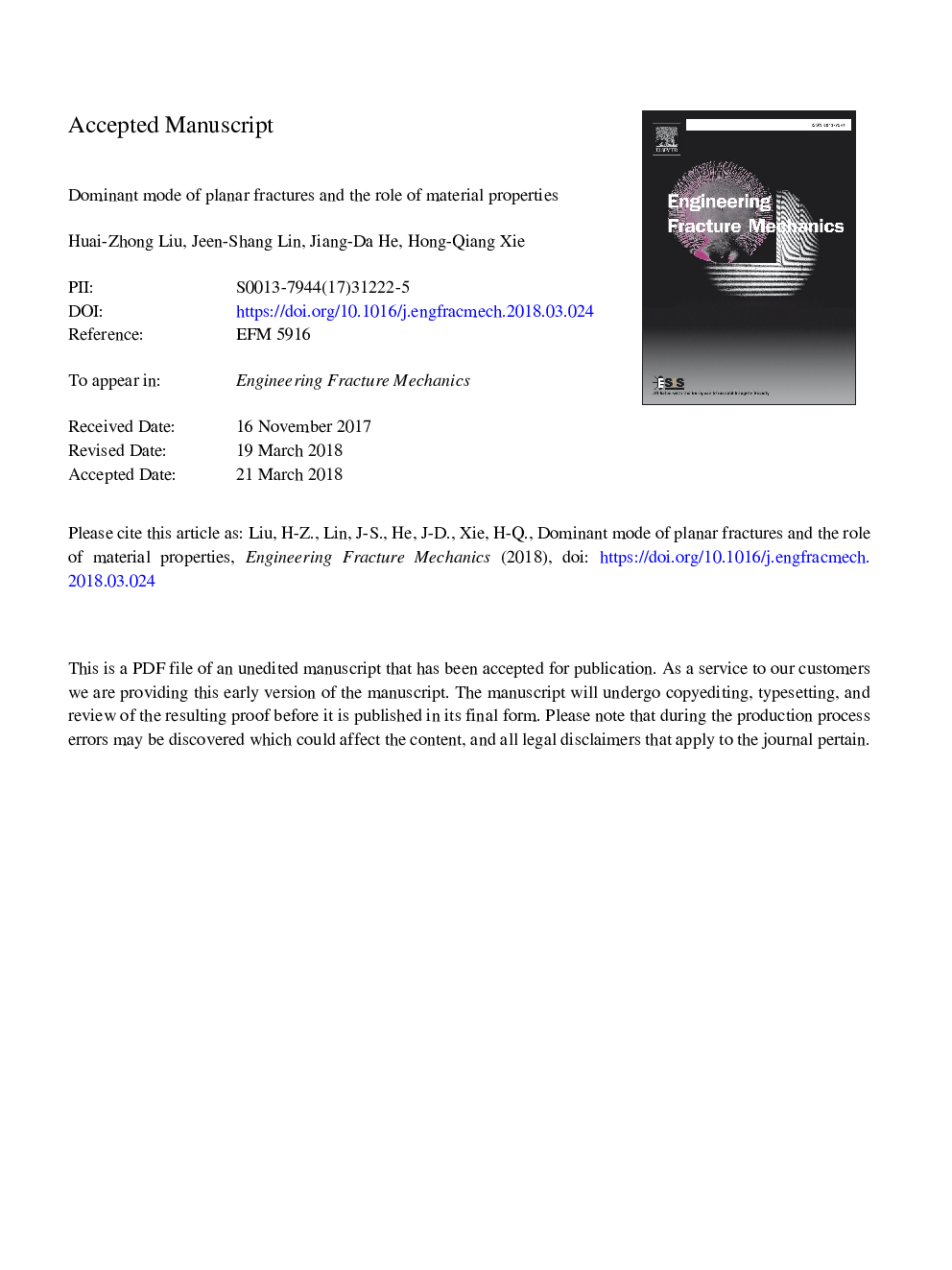 Dominant mode of planar fractures and the role of material properties