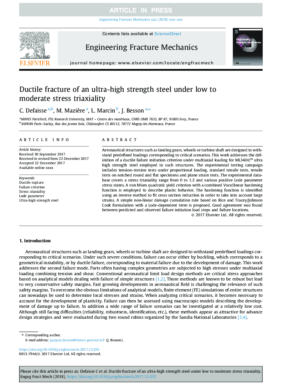 Ductile fracture of an ultra-high strength steel under low to moderate stress triaxiality