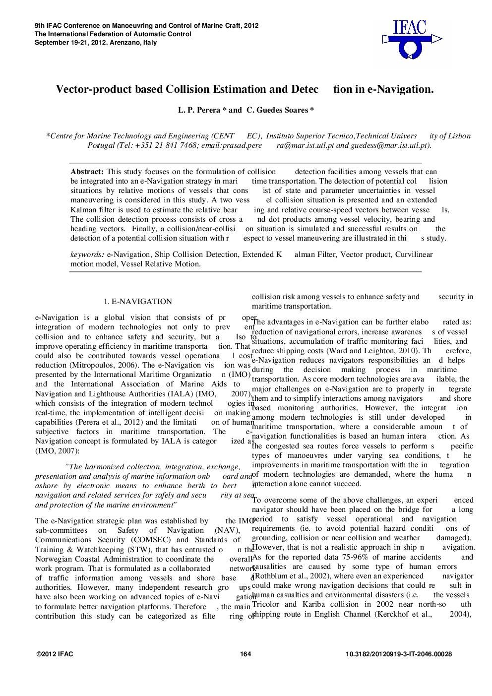 Vector-product based Collision Estimation and Detection in e-Navigation
