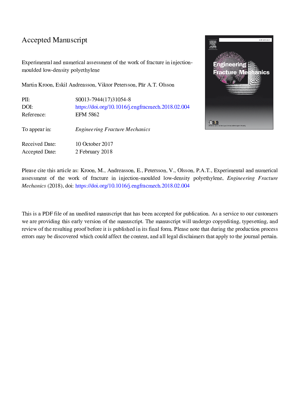 Experimental and numerical assessment of the work of fracture in injection-moulded low-density polyethylene