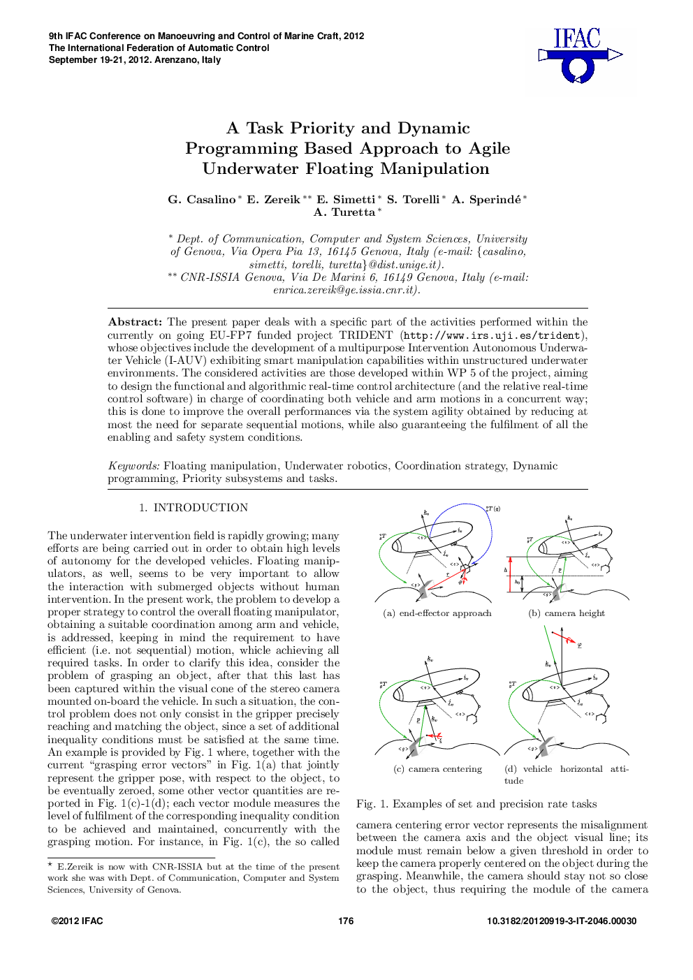 A Task Priority and Dynamic Programming Based Approach to Agile Underwater Floating Manipulation 
