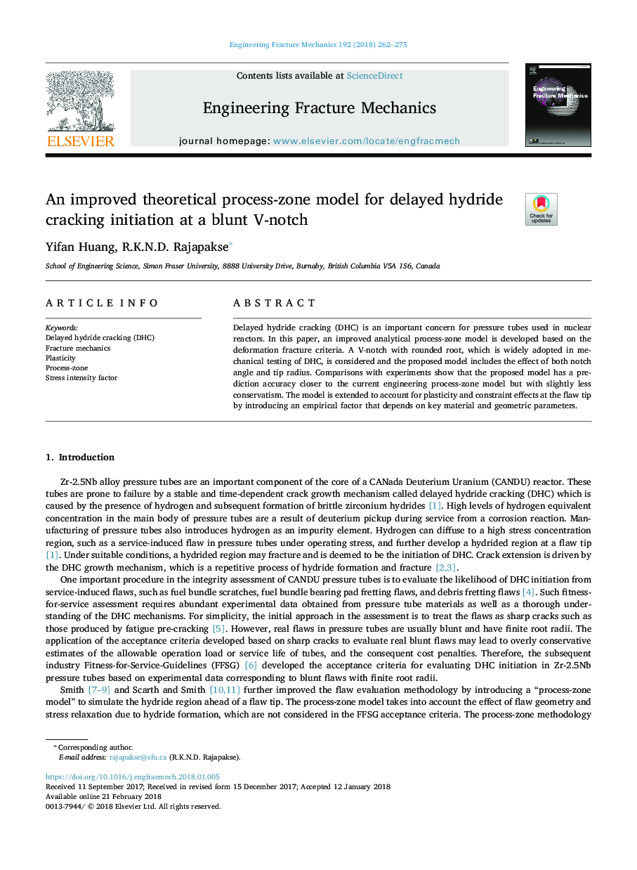 An improved theoretical process-zone model for delayed hydride cracking initiation at a blunt V-notch