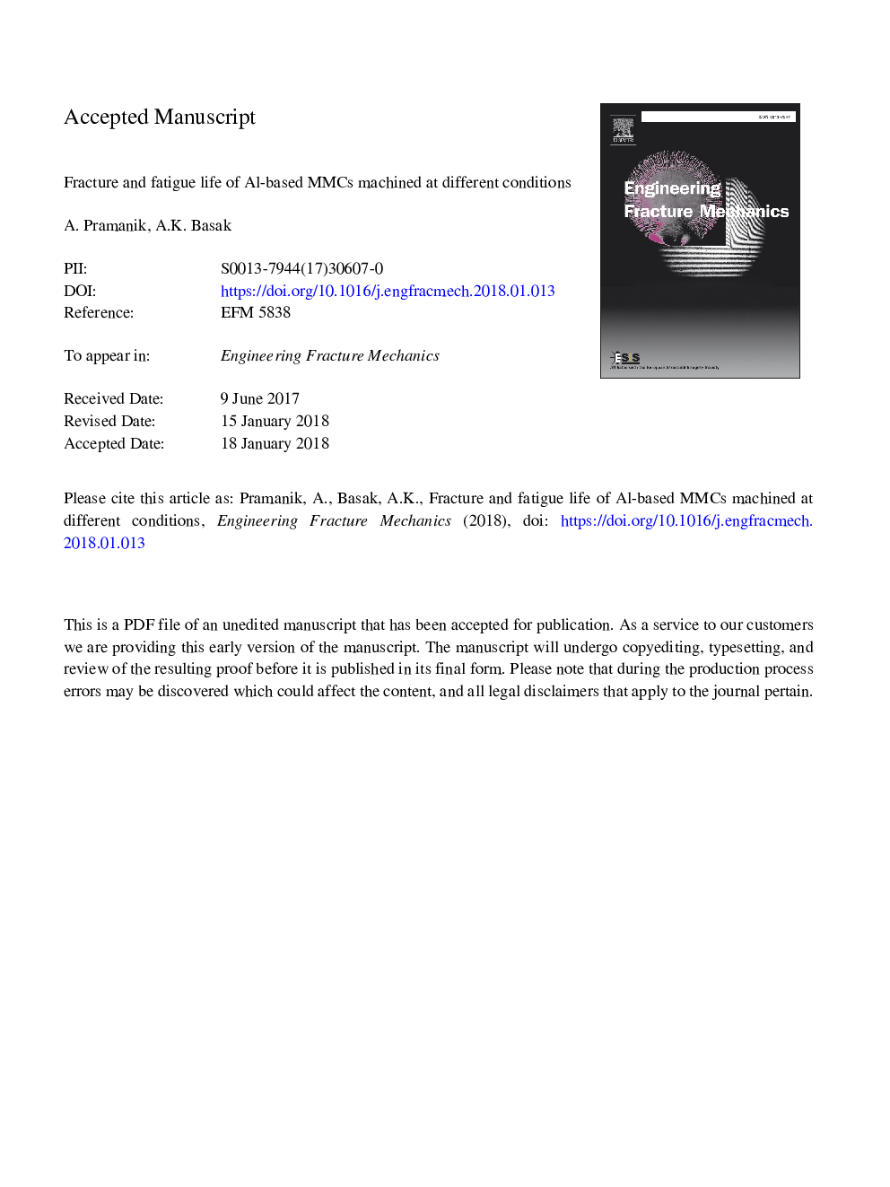 Fracture and fatigue life of Al-based MMCs machined at different conditions