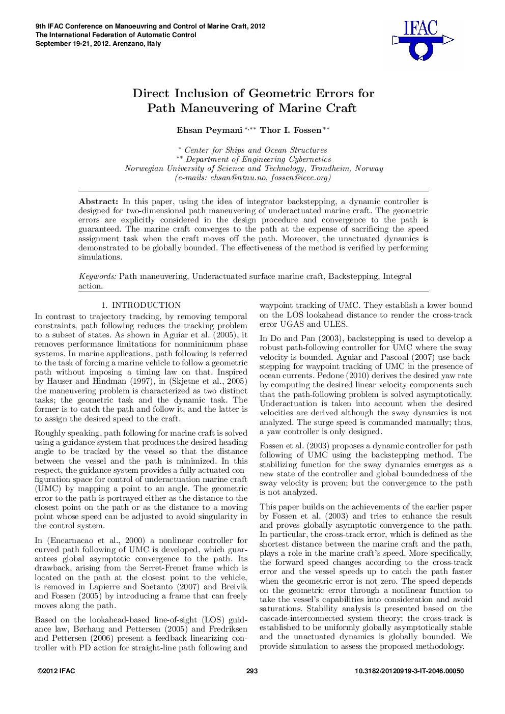 Direct Inclusion of Geometric Errors for Path Maneuvering of Marine Craft