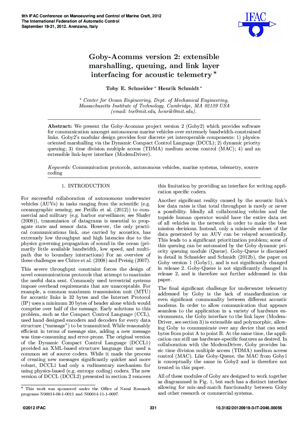 Goby-Acomms version 2: extensible marshalling, queuing, and link layer interfacing for acoustic telemetry 