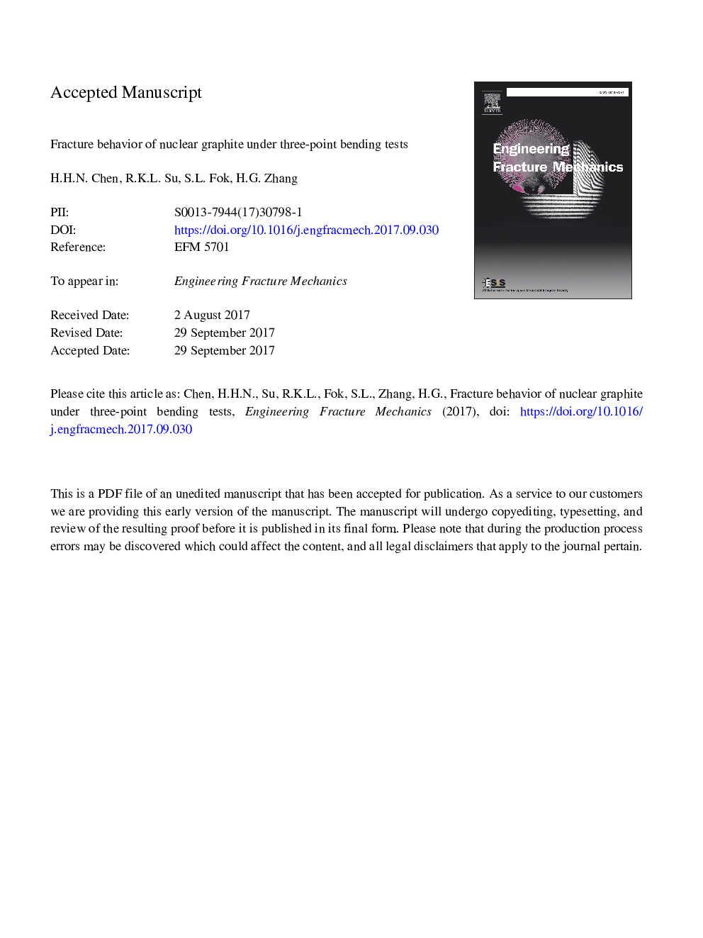 Fracture behavior of nuclear graphite under three-point bending tests