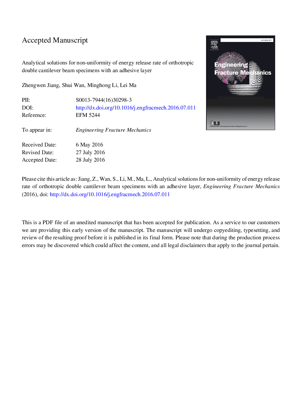 Analytical solutions for non-uniformity of energy release rate of orthotropic double cantilever beam specimens with an adhesive layer