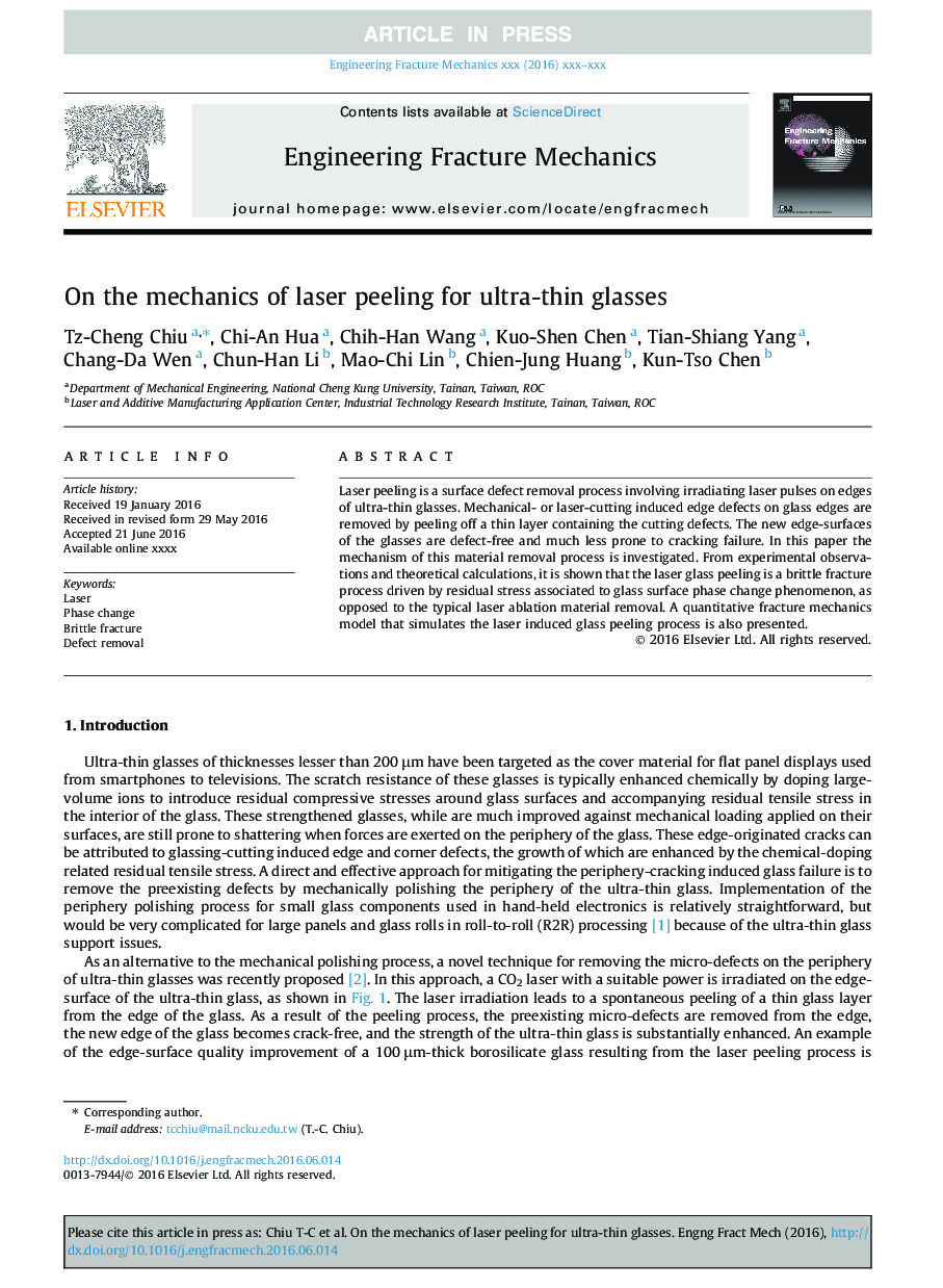 On the mechanics of laser peeling for ultra-thin glasses