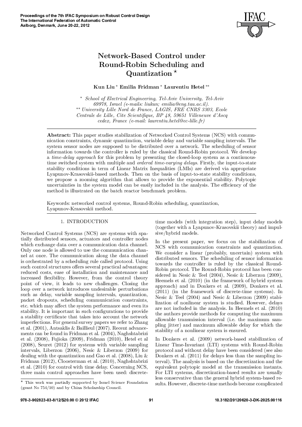 Network-Based Control under Round-Robin Scheduling and Quantization 