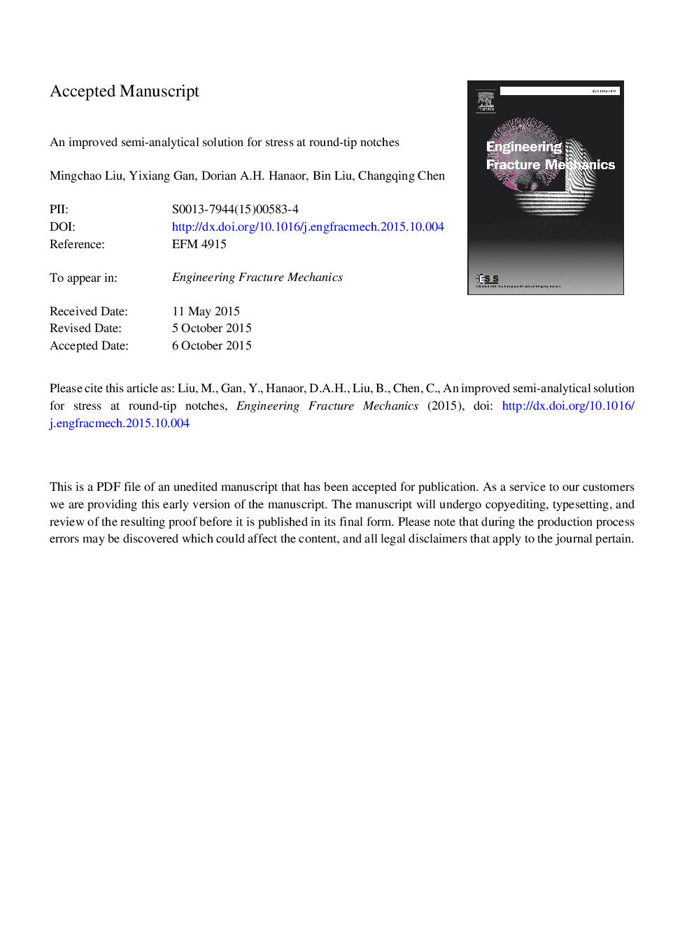 An improved semi-analytical solution for stress at round-tip notches