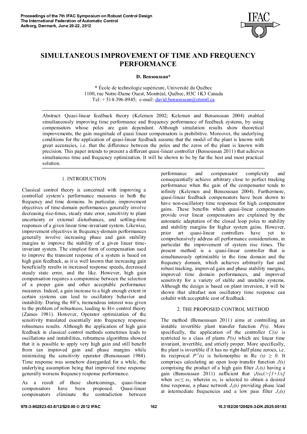 SIMULTANEOUS IMPROVEMENT OF TIME AND FREQUENCY PERFORMANCE