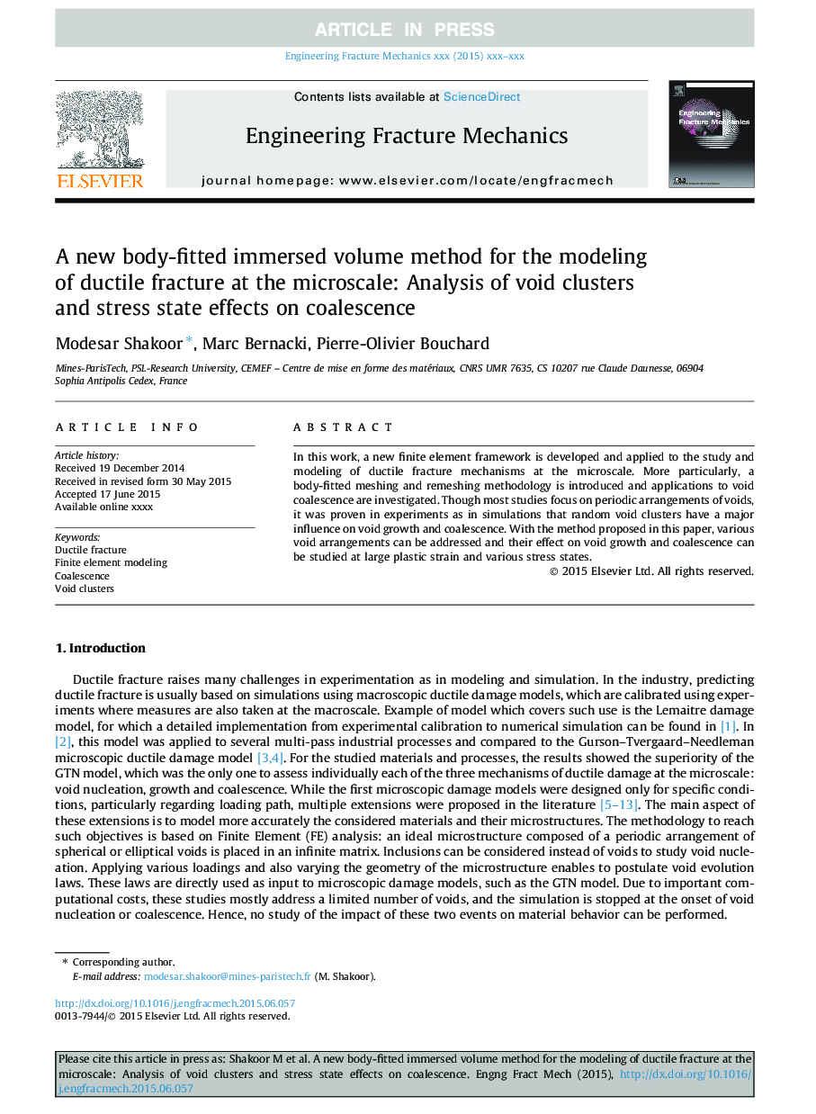 A new body-fitted immersed volume method for the modeling of ductile fracture at the microscale: Analysis of void clusters and stress state effects on coalescence
