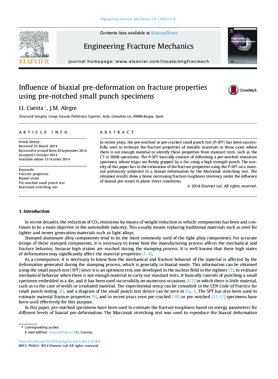 Influence of biaxial pre-deformation on fracture properties using pre-notched small punch specimens