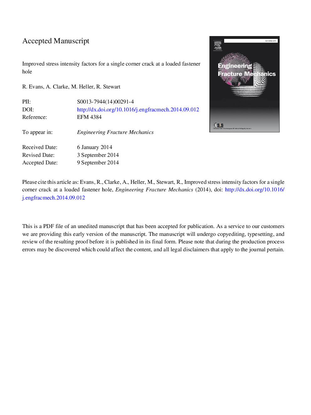 Improved stress intensity factors for a single corner crack at a loaded fastener hole