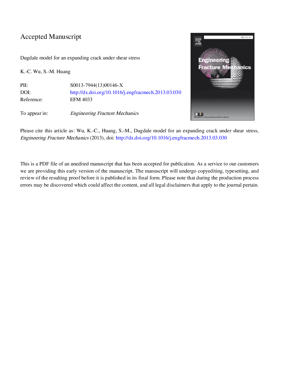 Dugdale model for an expanding crack under shear stress