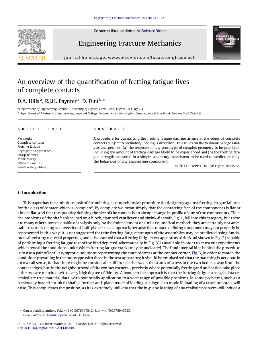 An overview of the quantification of fretting fatigue lives of complete contacts