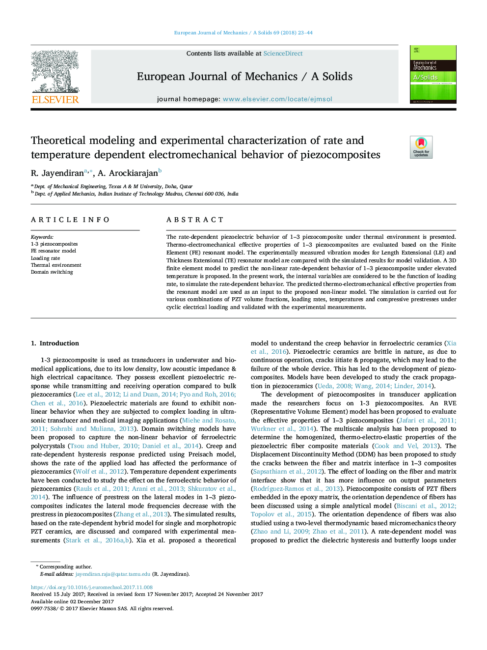 Theoretical modeling and experimental characterization of rate and temperature dependent electromechanical behavior of piezocomposites