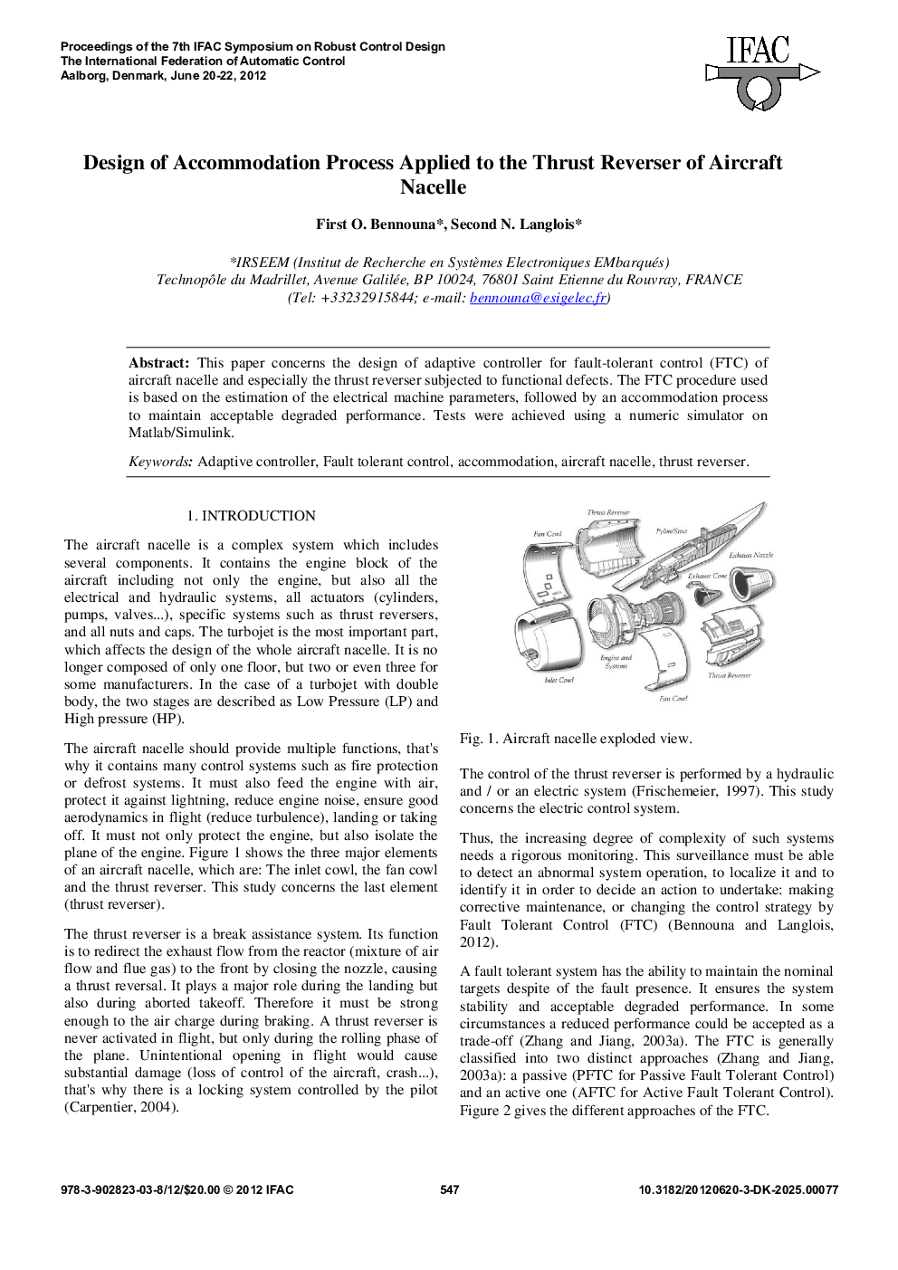 عکس صفحه اول مقاله: Design of Accommodation Process Applied to the Thrust Reverser of Aircraft Nacelle Design of Accommodation Process Applied to the Thrust Reverser of Aircraft Nacelle