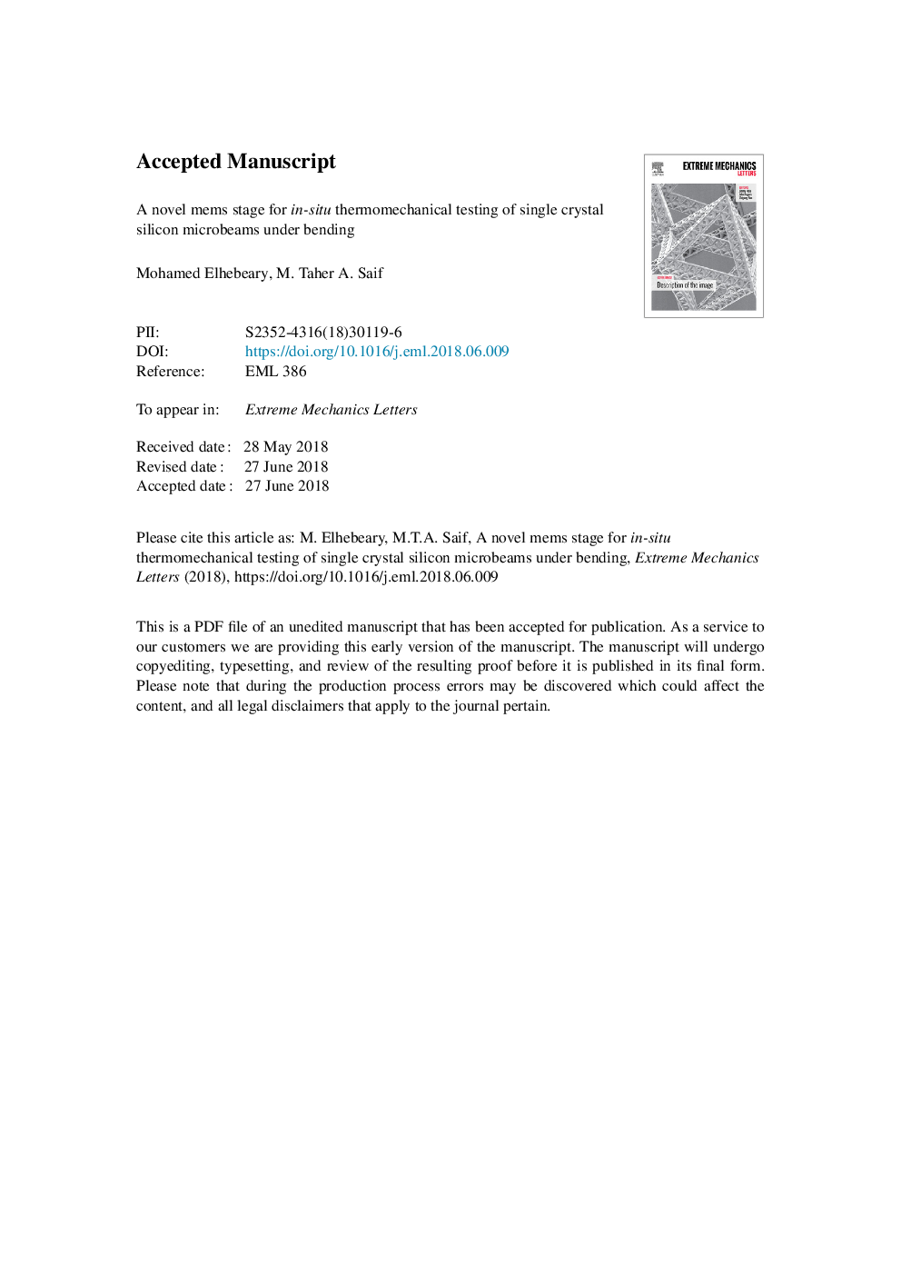 A novel MEMS stage for in-situ thermomechanical testing of single crystal silicon microbeams under bending