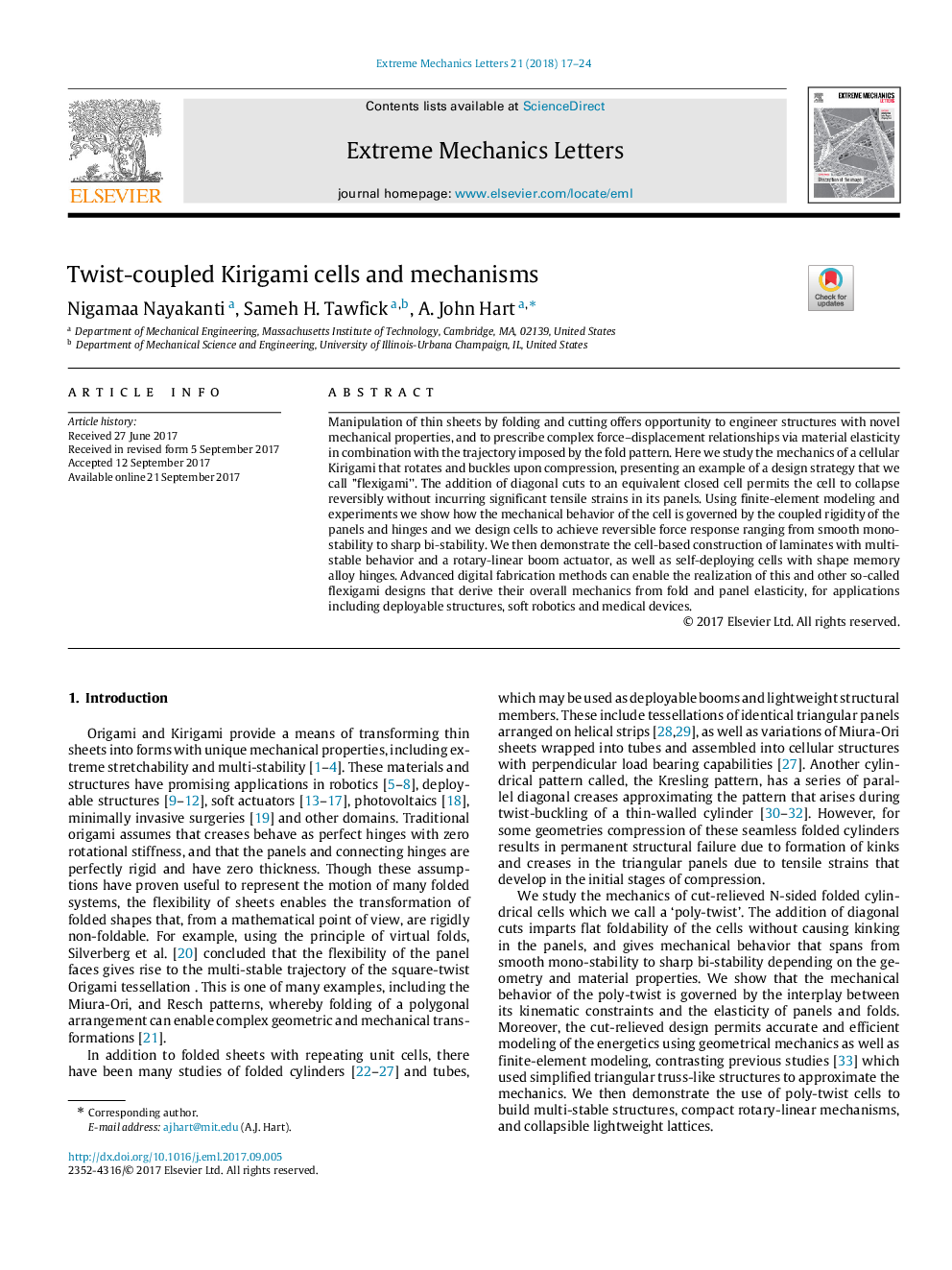 Twist-coupled Kirigami cells and mechanisms