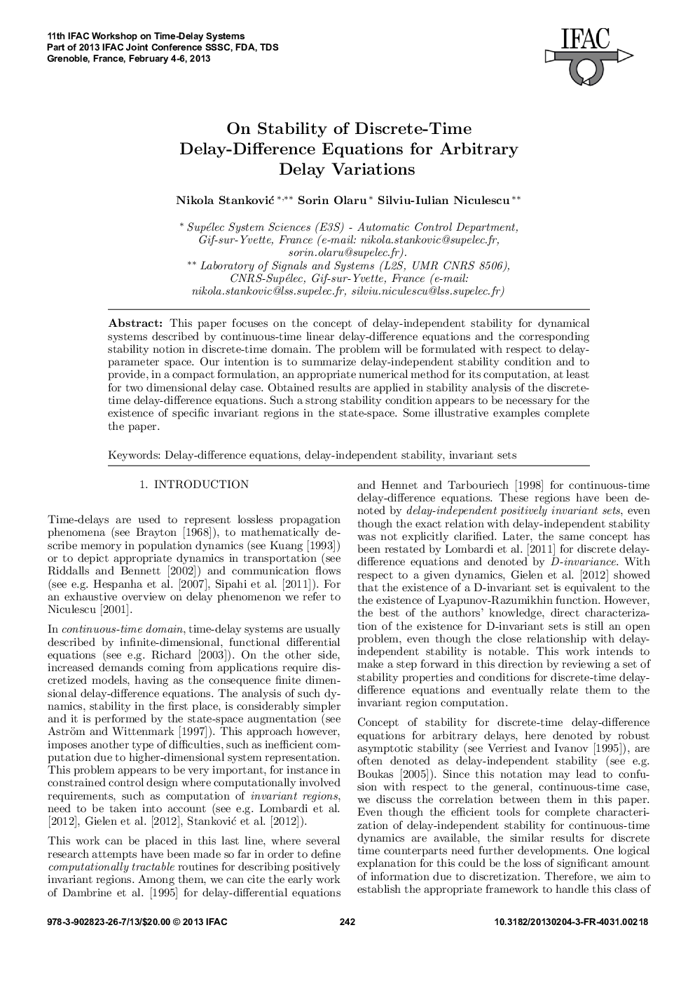 On Stability of Discrete-Time Delay-Difference Equations for Arbitrary Delay Variations