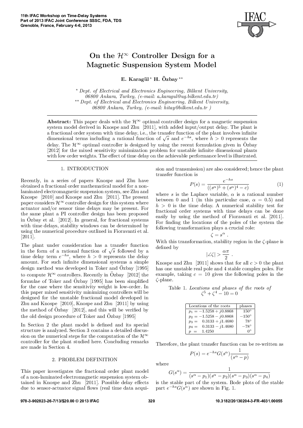On the H∞ Controller Design for a Magnetic Suspension System Model