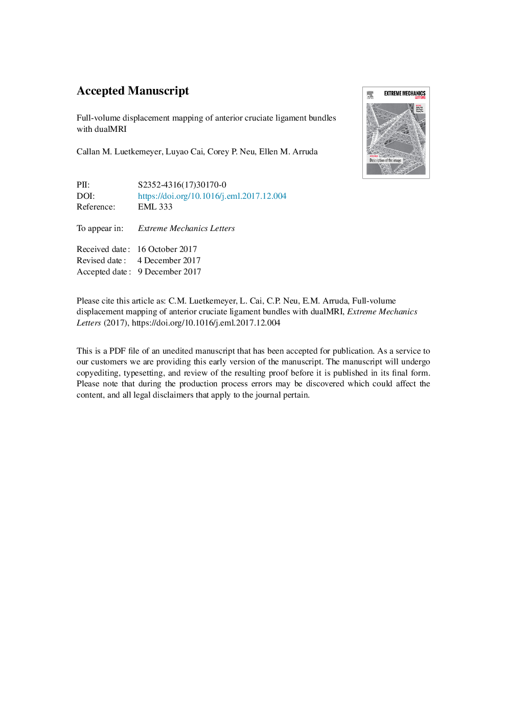 Full-volume displacement mapping of anterior cruciate ligament bundles with dualMRI