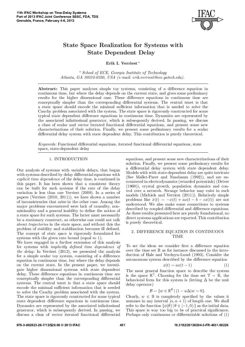 State Space Realization for Systems with State Dependent Delay