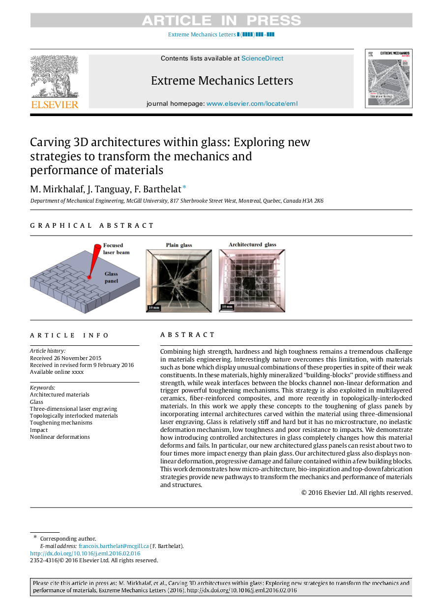 Carving 3D architectures within glass: Exploring new strategies to transform the mechanics and performance of materials