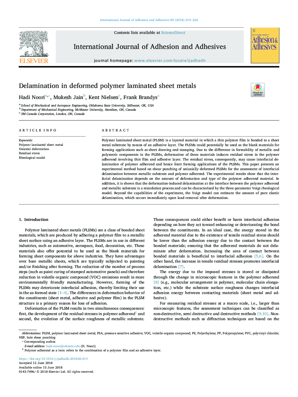 Delamination in deformed polymer laminated sheet metals