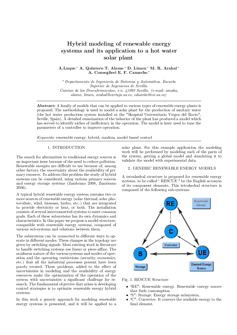 Hybrid modeling of renewable energy systems and its application to a hot water solar plant