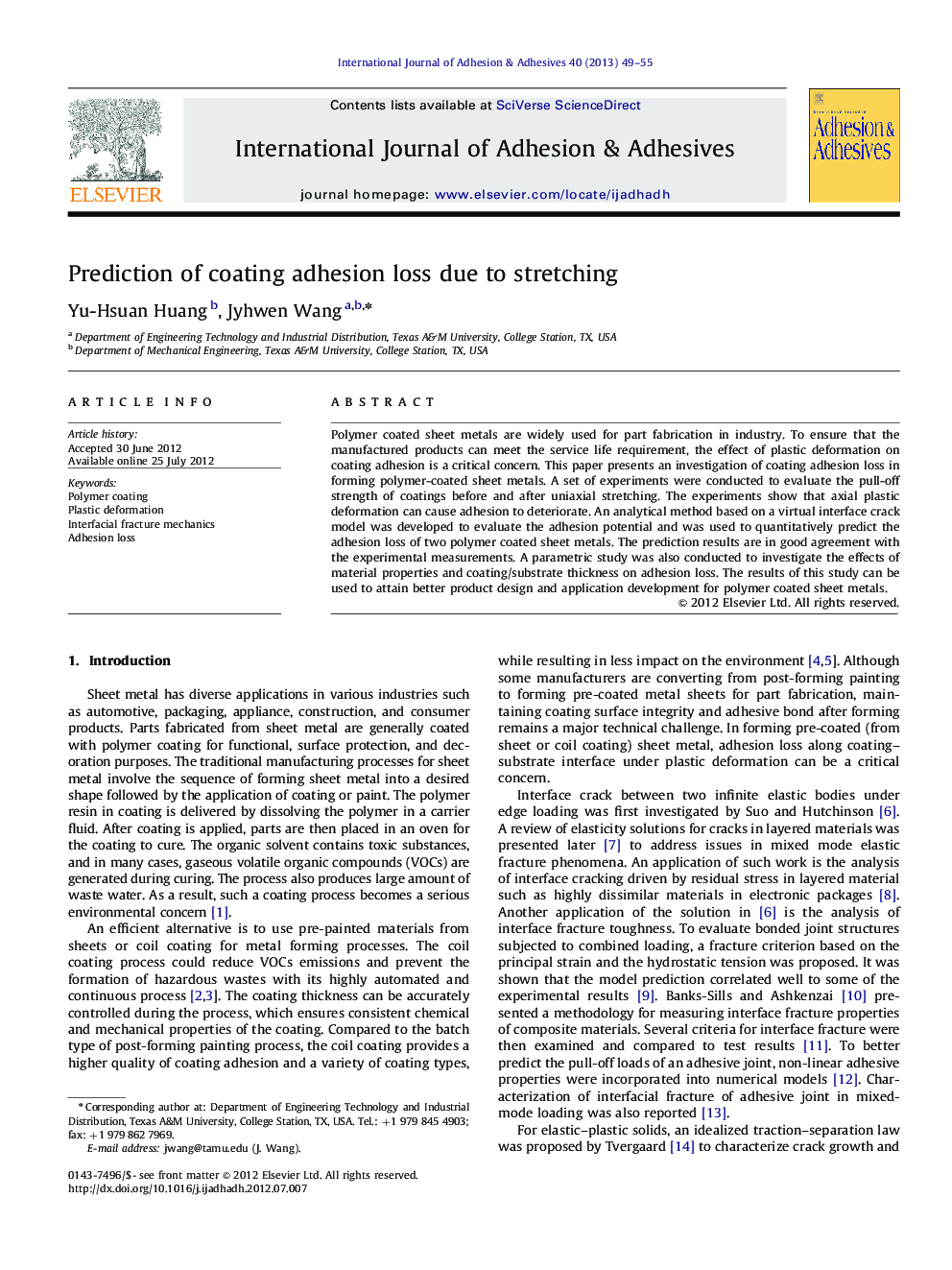 Prediction of coating adhesion loss due to stretching