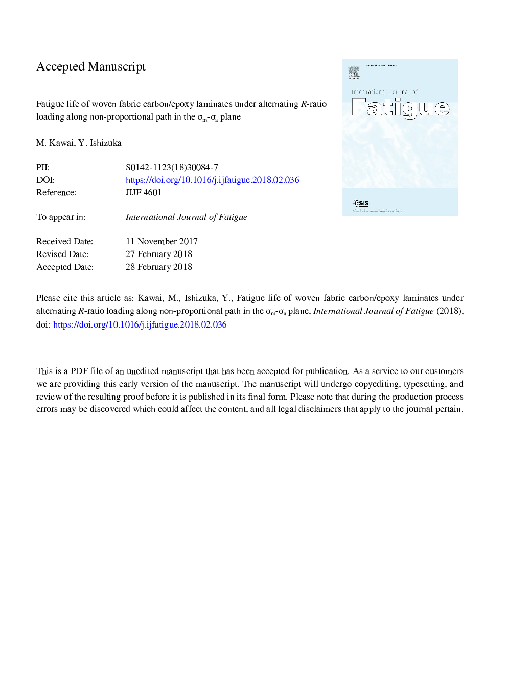 Fatigue life of woven fabric carbon/epoxy laminates under alternating R-ratio loading along non-proportional path in the Ïm-Ïa plane