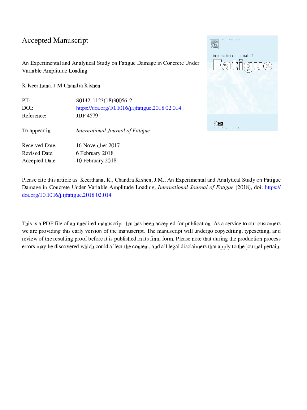 An experimental and analytical study on fatigue damage in concrete under variable amplitude loading