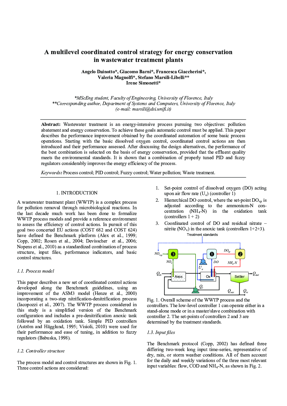 A multilevel coordinated control strategy for energy conservation in wastewater treatment plants