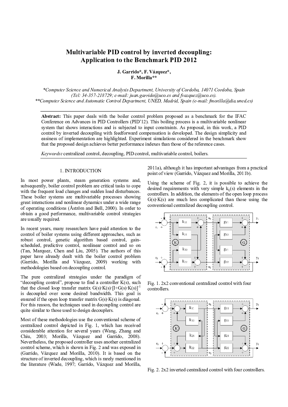 Multivariable PID control by inverted decoupling: Application to the Benchmark PID 2012